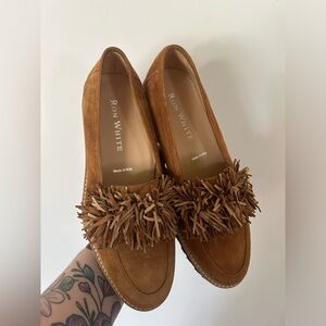 Ron White Italy Skylar Fringe Women's Leather Slip On Loafers Shoes